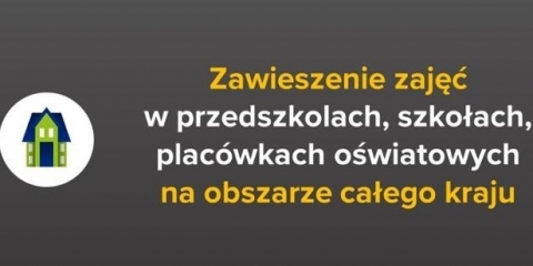 Zawieszenie zajęć w szkołach i przedszkolach od 12 do 25 marca br.