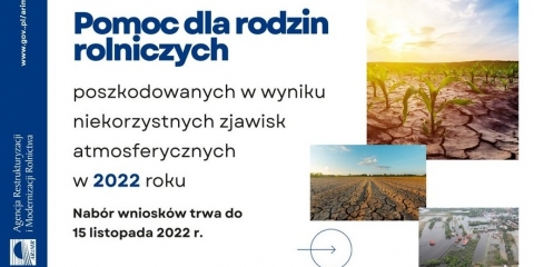 Wsparcie klęskowe z ARiMR dla rodzin rolniczych - do 15 listopada