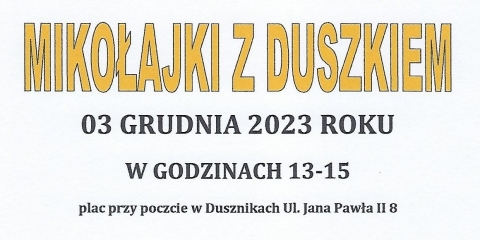 Stowarzyszenie DUSZEK zaprasza do udziału w loterii fantowej - 3 grudnia