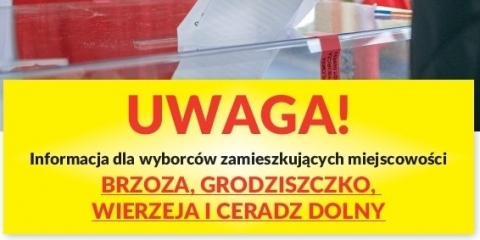 Informacja dla mieszkańców Brzozy, Grodziszczka, Wierzei i Ceradza Dolnego