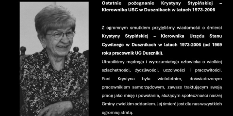 Ostatnie pożegnanie Krystyny Stypińskiej - Kierownika USC w Dusznikach