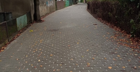 Na zdjęciu ulica św. Floriana w Podrzewiu kostki betonowej ażurowej.