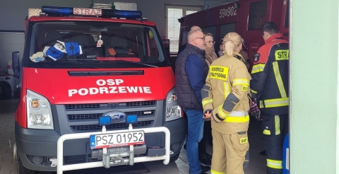 Spotkanie wójta z posłem i Starostą Szamotulskim; OSP w Podrzewiu